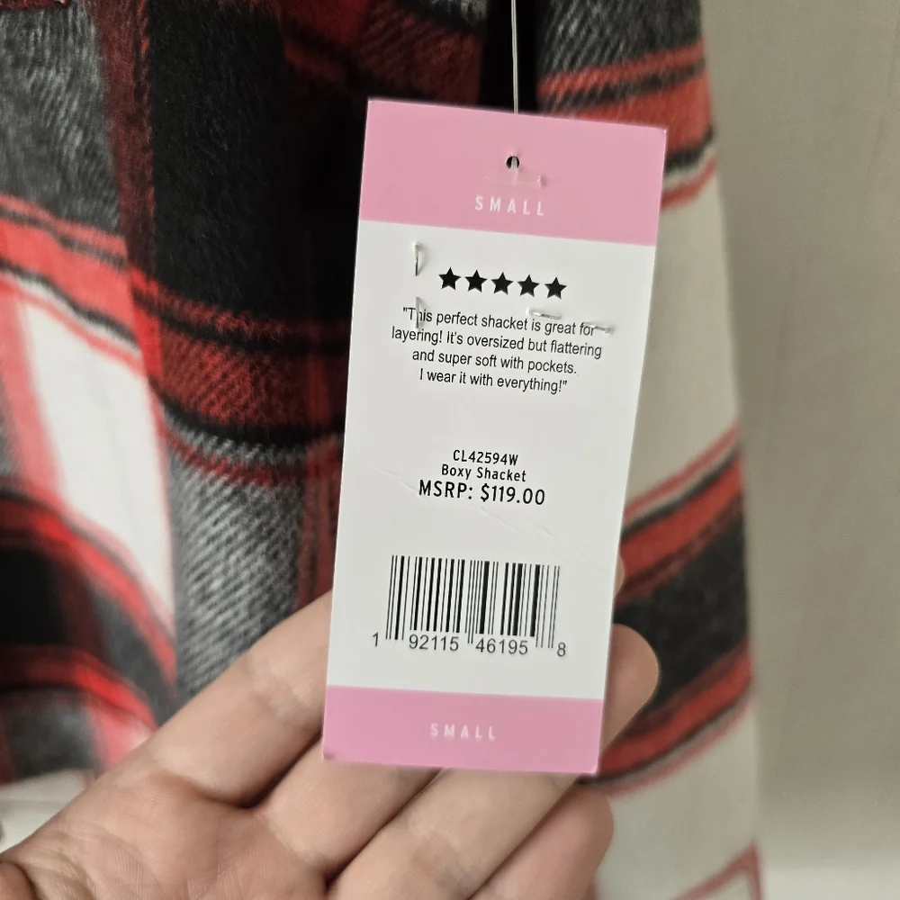 NWT BB Dakota by Steve Madden Women's Boxy Shacket Size small Racing Red Multi - Picture 4 of 5